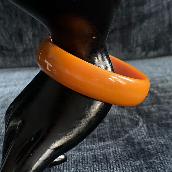 Chunky Bangle Bakelite Bracelet Caramel Butterscotch Orange Plastic - Picture 4 of 9
